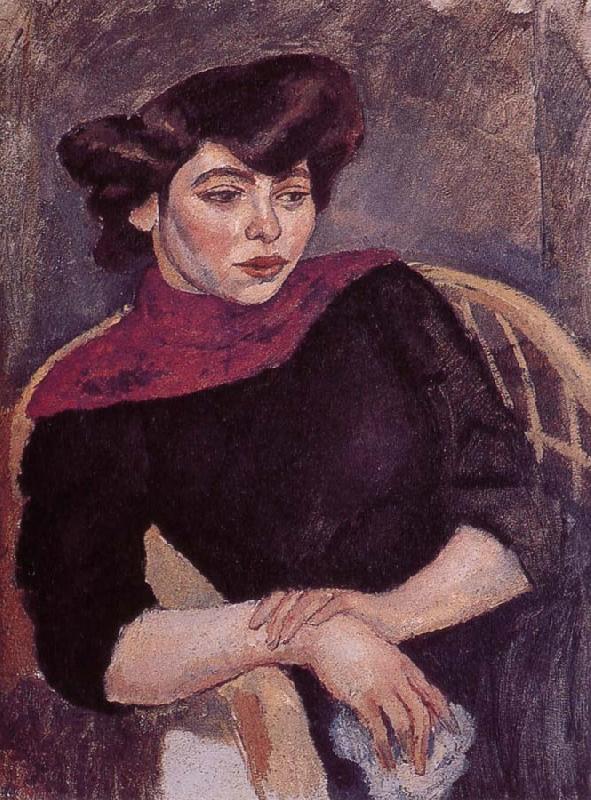 Jules Pascin Woman wearing the purple shawl China oil painting art